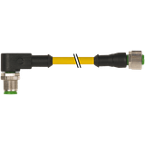 M12 male 90° / M12 female 0° A-cod. PUR 4x0.34 ye +robot+drag ch. 0.3m