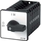 On-Off switch, T5B, 63 A, flush mounting, 6 contact unit(s), 12-pole, with black thumb grip and front plate