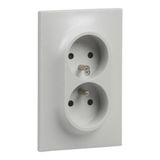 Double socket 2P+T F/B with eclips, Urbano screw terminals, grey finish