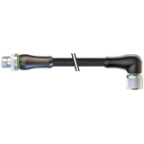 M12 Power male 0° / female 90° S-cod. PUR 4x1.5 bk  1.5m