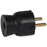 2P+E plug - 16 A - German std - plastic straight outlet - black - gencod label