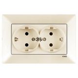 Meridian Beige Child Protected Double Earth Socket
