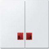 Double rocker with red symbol window, polar white, system M