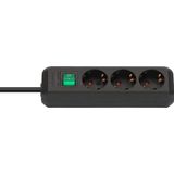 Eco-Line extension socket with switch 3-way black 1,5m H05VV-F 3G1,5