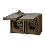 5518-3029 H Double socket outlet with earthing contacts, with hinged lids ; 5518-3029 H