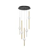 Triac Dimmable Black & Gold Aluminium Opal Glass LED 61 Watt 230 Volt 5589Lm 3000K IP20 D: 52 H: 150 cm Adjustable Height