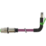 M12 fem. recept. D /RJ45 90° up PUR 1x4xAWG22 shielded vt+dragch 0.3m