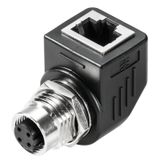 RJ45 plug adapter, IP67, Connection 1: RJ45 90&deg;, Connection 2: M12