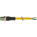 M12 male 0° A-cod. with cable PUR 5x0.34 ye UL/CSA+drag ch. 1m