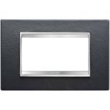 LUX PLATE 4-GANG BLACK LEATHER GW16204PN