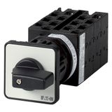On-Off switch, T0, 20 A, centre mounting, 7 contact unit(s), 13-pole, with black thumb grip and front plate