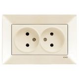 Meridian Beige Two Gang Socket Child Protection