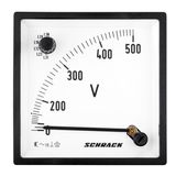 Voltmeter AC w. integrated switch f. Phases, 96x96mm, 500VAC