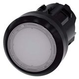 Illuminated pushbutton, 22 mm, round, plastic, white, pushbutton, flat moment...