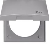 Integro Flow-Frame 1-Gang with Hinged Cover, Imprint IP44, Grey Glossy