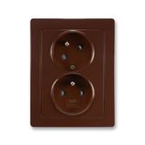 5513J-C02357 H1 Double socket outlet with earthing pins, shuttered, with turned upper cavity