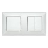 Set on/off switch, series switch with 2gang frame, white
