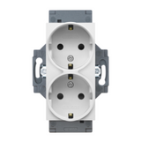 GERMAN STANDARD SOCKET-OUTLET 250V ac - SCREW TERMINALS - FRONT TIGHTENING TERMINALS - DOUBLE - 2P+E 16A - WHITE - DAHLIA