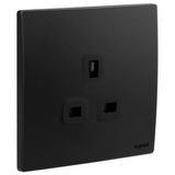 Mallia Senses - 1 gang BS unswitched socket outlet - 13A - Matt Black