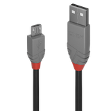 0.5m USB 2.0 Type A to Micro-B Cable, Anthra Line USB Type A Male to Micro-B Male