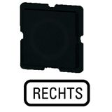 Button plate for push-button, Inscription: RECHTS, 25 x 25