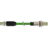 M12 male 0°/ M12 male recept. Y  PUR AWG20/26 shielded gn+dragch 1m