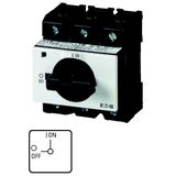 On-Off switch, P3, 100 A, service distribution board mounting, 3 pole, with black thumb grip and front plate, Lockable in the 0 (Off) position