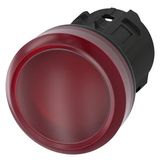 Indicator light, 22 mm, round, plastic, red, lens, smooth, with laser 3SU1001-6AA20-0AA0-Z Y19