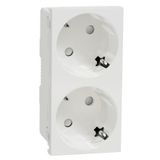 2 Socket-outlet, New Unica, mechanism, 2P, 16A, Schuko, with shutter, screwless terminals, glossy, untreated, white