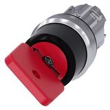 3SU1050-4FF11-0AA0-Z Y11 Key-operated switch O.M.R, 22 mm, round, metal, shiny, lock number 73037, red, with 2 keys, 2 switch positions O-I, latching, actuating angle 90°,