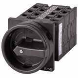 Main switch, T3, 32 A, flush mounting, 6 contact unit(s), 12-pole, STOP function, With black rotary handle and locking ring