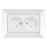 Meridian White Two Gang Socket Child Protection
