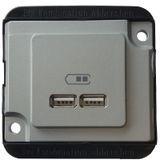 USB charging station, matt silver, PANZER