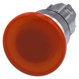 Illuminated mushroom pushbutton, 22 mm, round, metal, shiny, amber, 40 mm, momentary contact  3SU1051-1BD00-0AA0-Z Y10