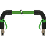 RJ45 90° down/RJ45 90° down PUR 1x4xAWG22 shielded gn+dragch 3m