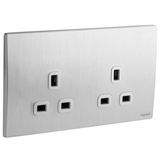 281112BA Mallia Senses 2 gang BS unswitched socket outlet - 13A