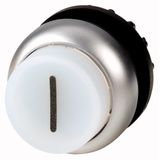 Illuminated pushbutton actuator, RMQ-Titan, Extended, momentary, White, inscribed 1, Bezel: titanium