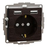 Sedna k-ligzda ar zem., 2X USB,wenge