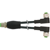 Y-Distributor M12 male/fem. 90° A-cod. PUR 3x0.34 bk+rob+drag-ch 0.6m