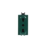 2P+E socket outlet, 10/16A - 250V~, P17/P11 type, GREEN Italian type Bipasso Green - Chiara
