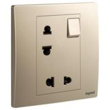 281124DB Mallia Senses 1 gang EURO/ US switched socket outlet - 16A - 2 x 2 POLES