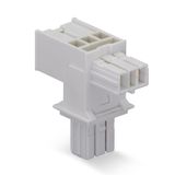 T-distribution connector 2-pole 1 input light gray