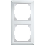 Double universal frame for wireless pushbuttons, pure white glossy