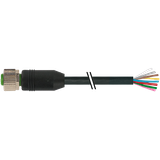 M12 female 0° A-cod. with cable PUR 8x0.34 bk UL/CSA+drag ch. 35m