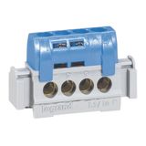 IP 2X terminal block - neutral (blue) - 4 x 1.5 to 16² - L. 47 mm