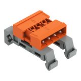 Double pin header DIN-35 rail mounting 4-pole orange