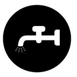 Button plate, flat black, liquid symbol