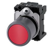 Pushbutton, compact, with extended stroke (12 mm), 22 mm, round, plastic with  3SU1230-0EB20-0AA0