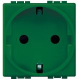 Schuko socket 2P+E green