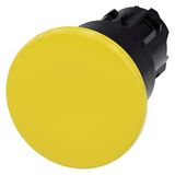 Mushroom pushbutton, 22 mm, round, plastic, yellow, 40mm, latching, pull-to-unlatch mechanism, with laser labeling, upper case